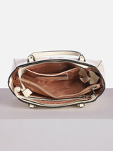 Women's White Textured Satchel