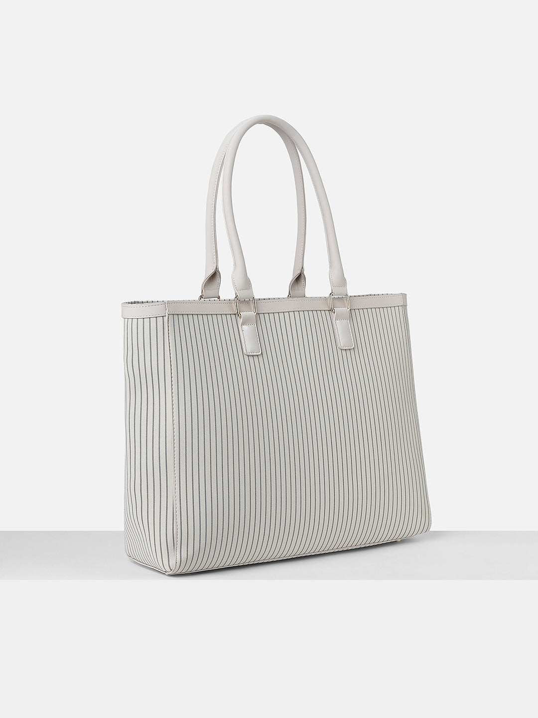 Women's Grey Striped Satchel