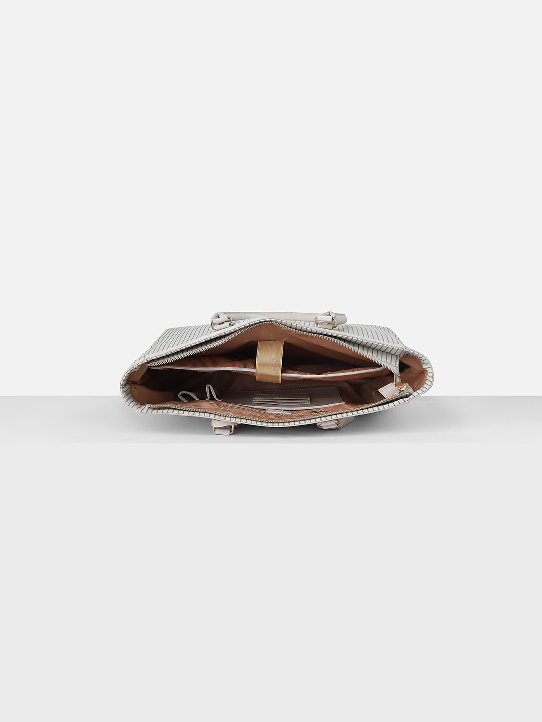 Women's Grey Striped Satchel