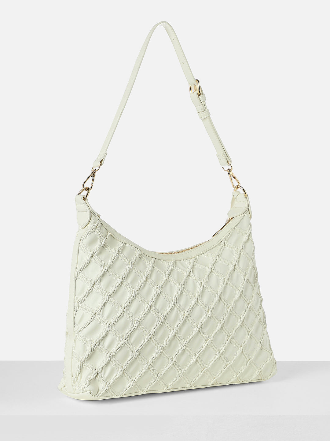 Women's Beige Quilted Sling Bag