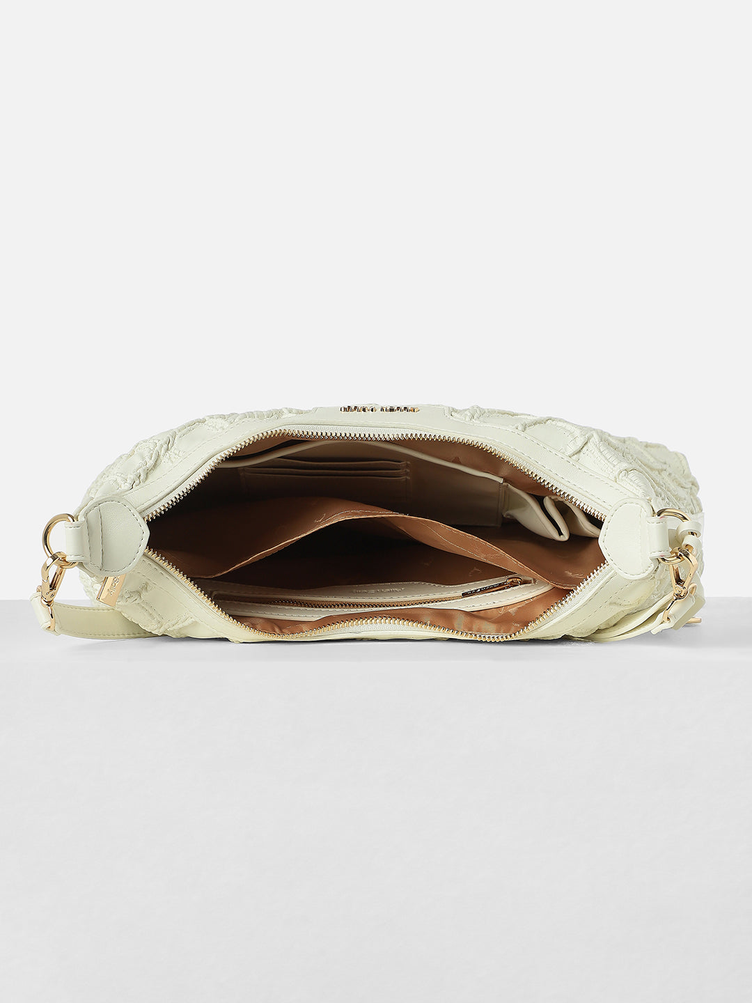 Women's Beige Quilted Sling Bag