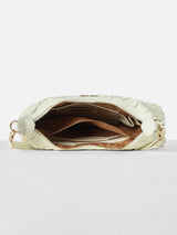 Women's Beige Quilted Sling Bag