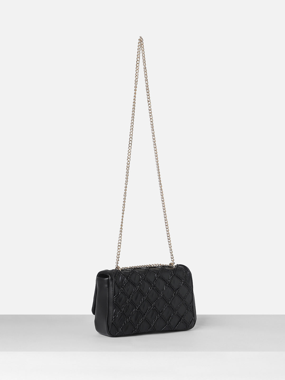 Women's Black Quilted Sling Bag
