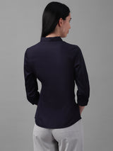 Women's Blue Work Three Quarter Sleeves Shirt