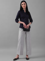 Women's Blue Work Three Quarter Sleeves Shirt