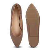 Women's Brown Formal Solid Slip-On Ballet