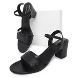 Women's Black Semi-Formal Solid Strap Sandals