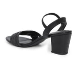 Women's Black Semi-Formal Solid Strap Sandals