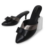 Women's Black Semi-Formal Colorblock Slip-On Pump