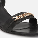Women's Black Semi-Formal Solid Strap Sandals