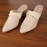 Women's Beige Semi-Formal Solid Slip-On Pump