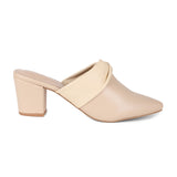 Women's Beige Semi-Formal Solid Slip-On Pump