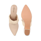 Women's Beige Semi-Formal Solid Slip-On Pump