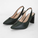 Women's Green Formal Solid Strap Pump