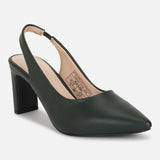 Women's Green Formal Solid Strap Pump