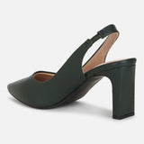 Women's Green Formal Solid Strap Pump