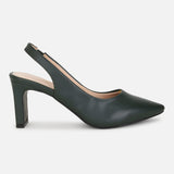 Women's Green Formal Solid Strap Pump