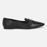 Women's Black Formal Solid Slip-On Loafers