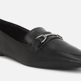 Women's Black Formal Solid Slip-On Loafers