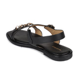 Women's Black Semi-Formal Solid Strap Sandals