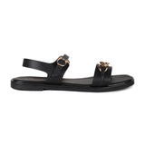 Women's Black Semi-Formal Solid Strap Sandals