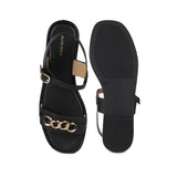 Women's Black Semi-Formal Solid Strap Sandals