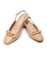 Women's Beige Semi-Formal Solid Strap Mules
