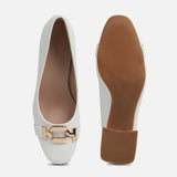 Women's White Formal Solid Slip-On Pump