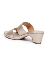 Women's Beige Semi-Formal Solid Slip-On Sandals