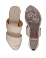 Women's Beige Semi-Formal Solid Slip-On Sandals