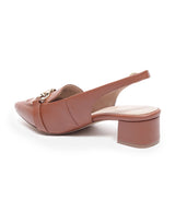 Women's Brown Semi-Formal Solid Strap Mules