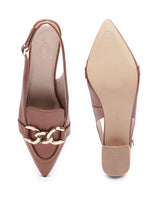 Women's Brown Semi-Formal Solid Strap Mules