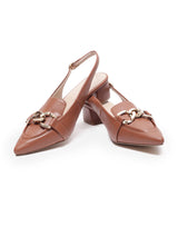 Women's Brown Semi-Formal Solid Strap Mules