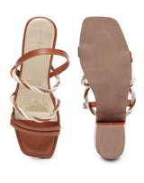 Women's Brown Semi-Formal Solid Strap Sandals