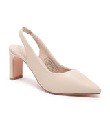 Women's Beige Formal Solid Strap Pump