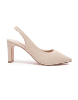 Women's Beige Formal Solid Strap Pump