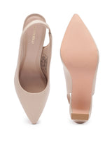 Women's Beige Formal Solid Strap Pump