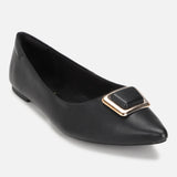 Women's Black Formal Solid Slip-On Ballet
