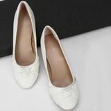 Women's White Formal Solid Slip-On Pump
