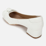 Women's White Formal Solid Slip-On Pump