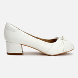 Women's White Formal Solid Slip-On Pump