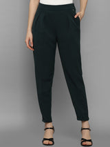 Women's Green Casual Tapered Fit Solid Trouser