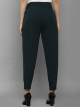 Women's Green Casual Tapered Fit Solid Trouser