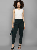 Women's Green Casual Tapered Fit Solid Trouser