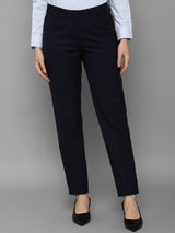 Women's Blue Casual Tapered Fit Solid Trouser