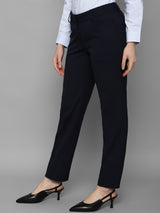 Women's Blue Casual Tapered Fit Solid Trouser