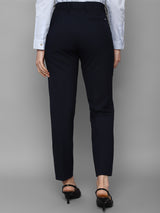 Women's Blue Casual Tapered Fit Solid Trouser