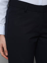 Women's Blue Casual Tapered Fit Solid Trouser