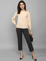 Women's Grey Casual Regular Fit Solid Trouser