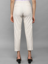 Women's Beige Casual Skinny Fit Solid Trouser